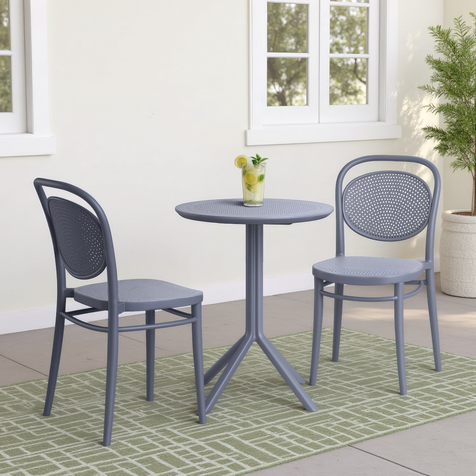 Farrah 24" Patio Bistro Set, Dark Gray