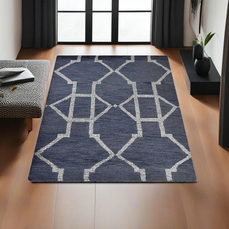 Sumiton Hand-Knotted Wool Light Grey White Colour, Area Rugs, Rectangle 5' x 8'