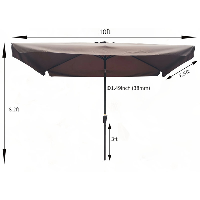 Parasol de patio 10 x 6,5 pi, Chocolat