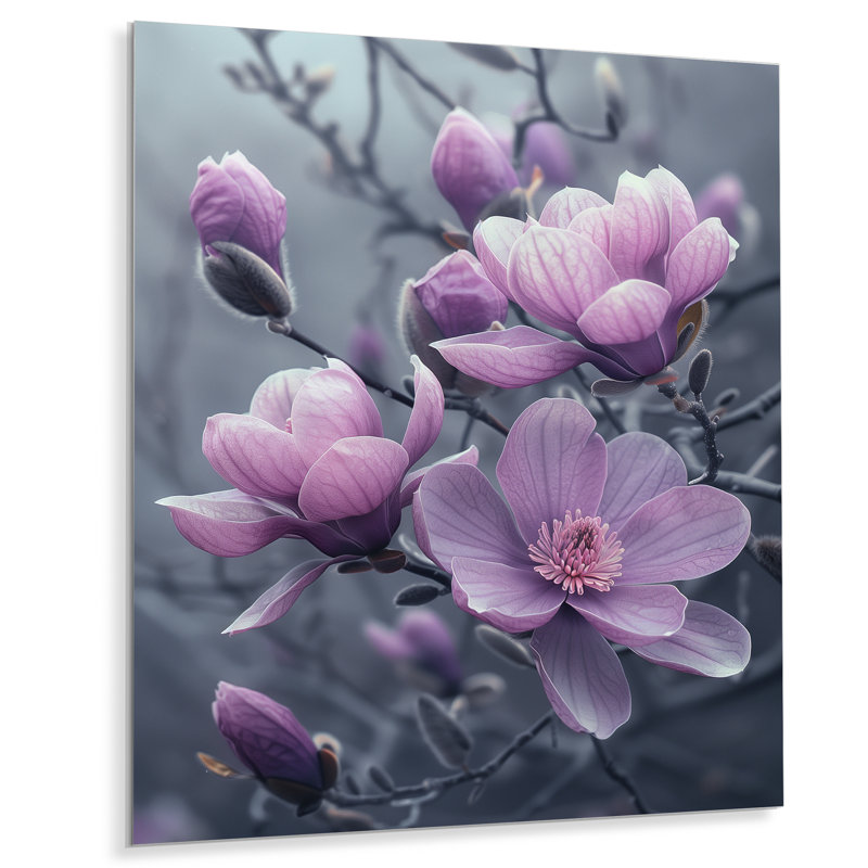 Pham - Magnolias, art mural, H 30 po x l 40 po, Sans cadre, métal