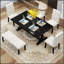 Ensemble de salle à manger 6 pièces avec table rectangulaire de 72 pouces, 4 chaises rembourrées et banc pour une salle à manger élégante et confortable-852497680-852497684