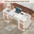 Office Desk 56" with 5 Drawers Storage File Cabinet Rattan Wood Desk for Computer Office Bedroom Home Furniture-129744030