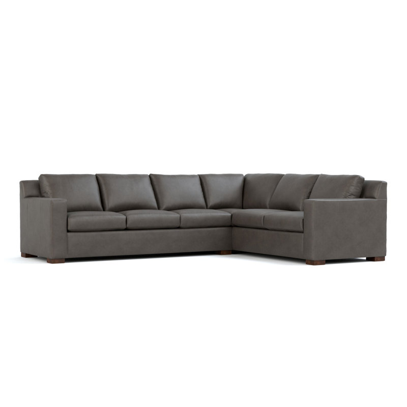 Keene Leather Sectional, Alameda Anthracite Genuine Leather
