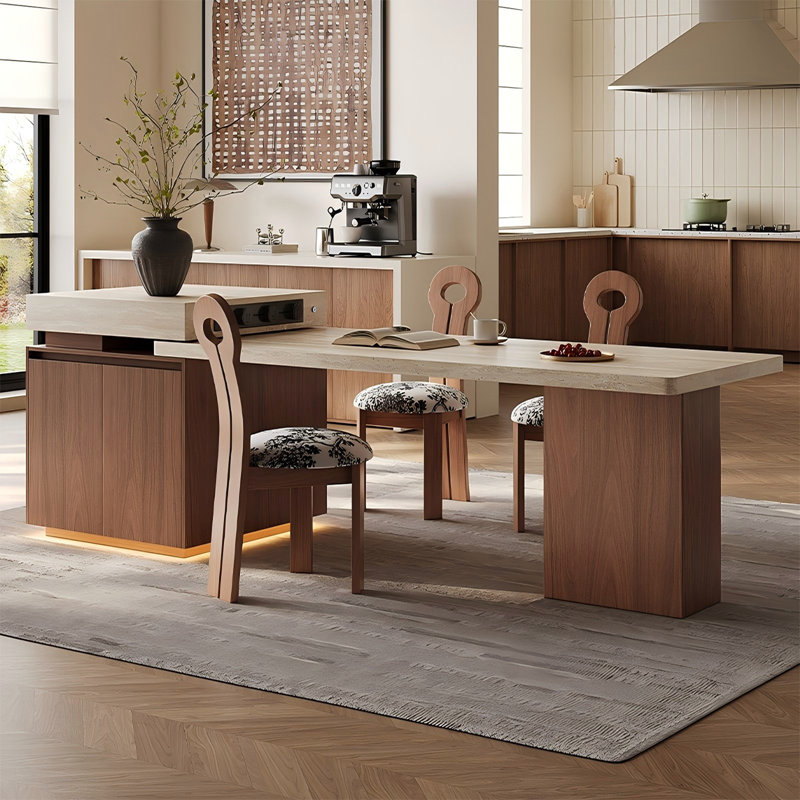 Table pour îlot de cuisine en granite de style français 106,3 po, H 35,43 po x l 106,3 po x P 31,5 po