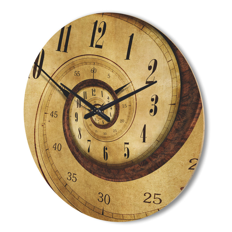Horloge murale en bois Endless Time Spiral, Grand