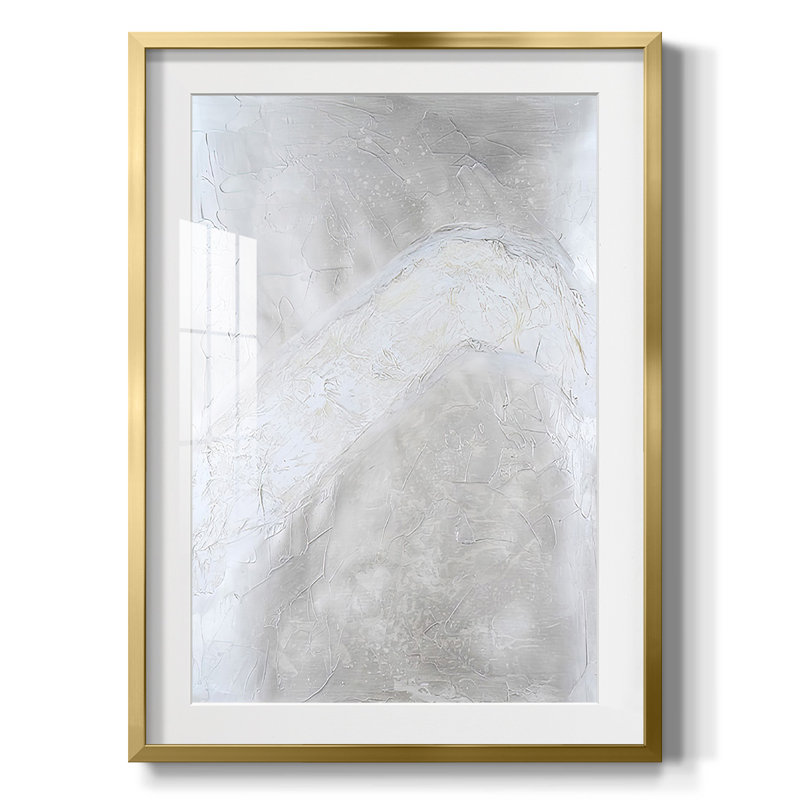 Snowdrift I, Blanc, Papier avec cadre doré
