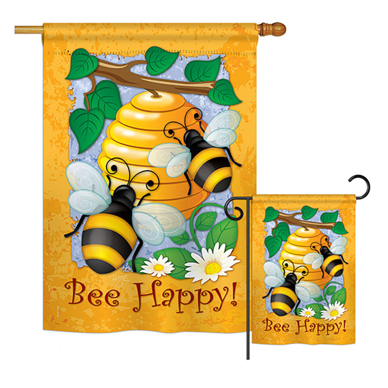 40 x 28 po à partir du jardin pour les abeilles happy happy friends ensemble de drapeau
