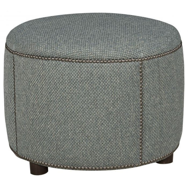Cameron 23" Wide Round Standard Ottoman, Aged Bronze, 9401 Ivory