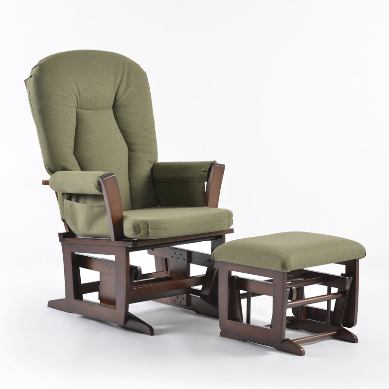 Fauteuil oscillant et repose-pieds Joy, Bois espresso, Vert