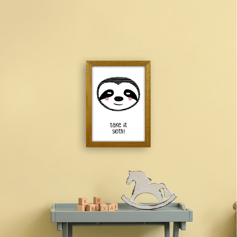 Sloth by Miniofmine - Print, Brown Framed, 34cm H x 25cm W x 3cm D