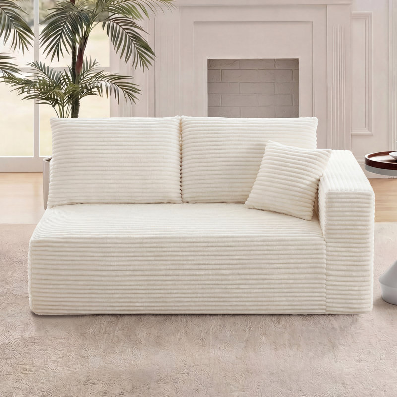 Causeuse à compression 69,29 po avec accoudoirs, modulaire rembourré en flanelle 2 places avec 3 coussins, canapé «Boneless» dans une boîte pour le salon petits espaces noir / gris / bleu / vert / beige / brun