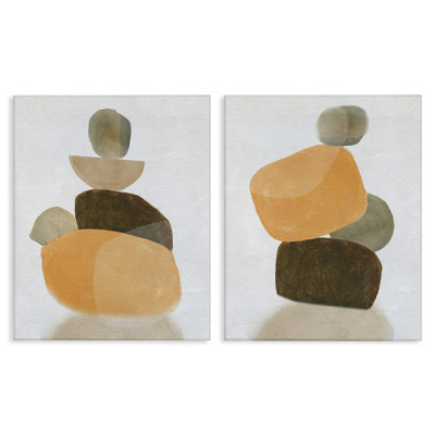 "Stacked Abstract Pebbles", ensemble de 2 toiles murales par Carol Robinson