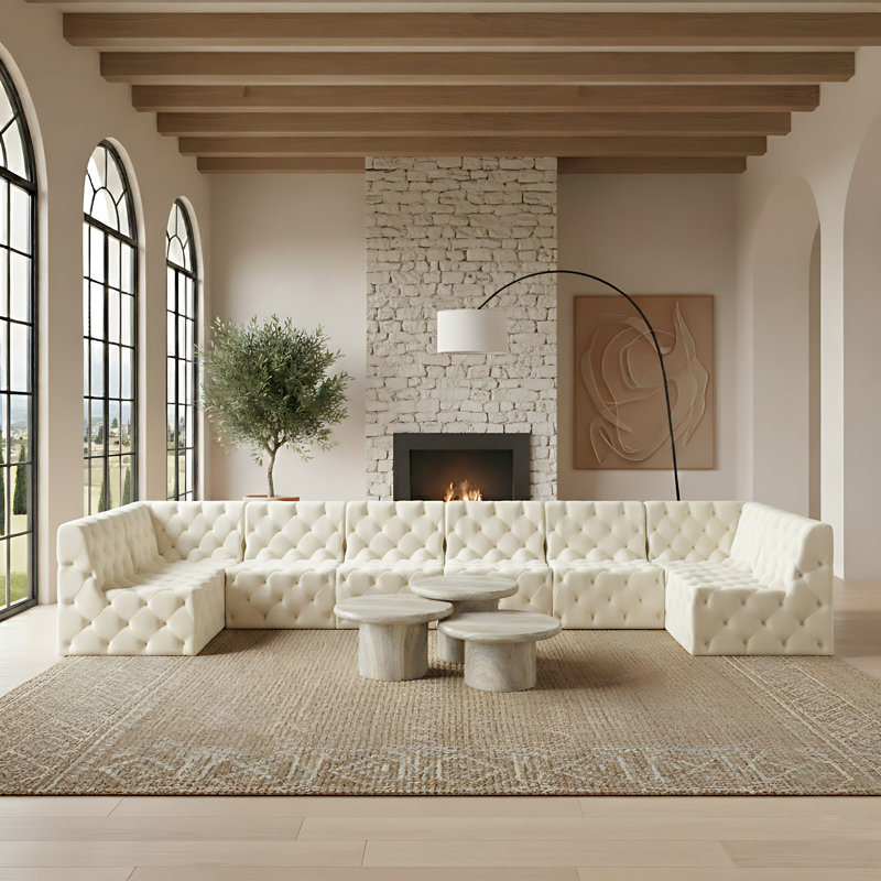 Canapé modulaire Klecka, Velours crème