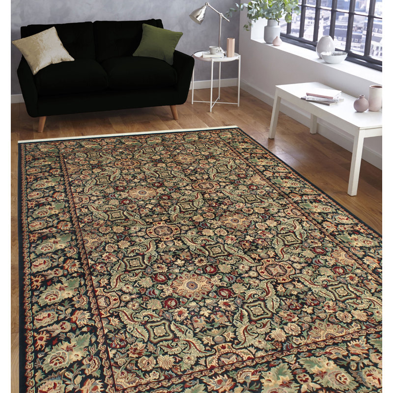 Tapis teint à la main Vingon - noir - gris, 6 pi 1 po x 9 pi 1 po
