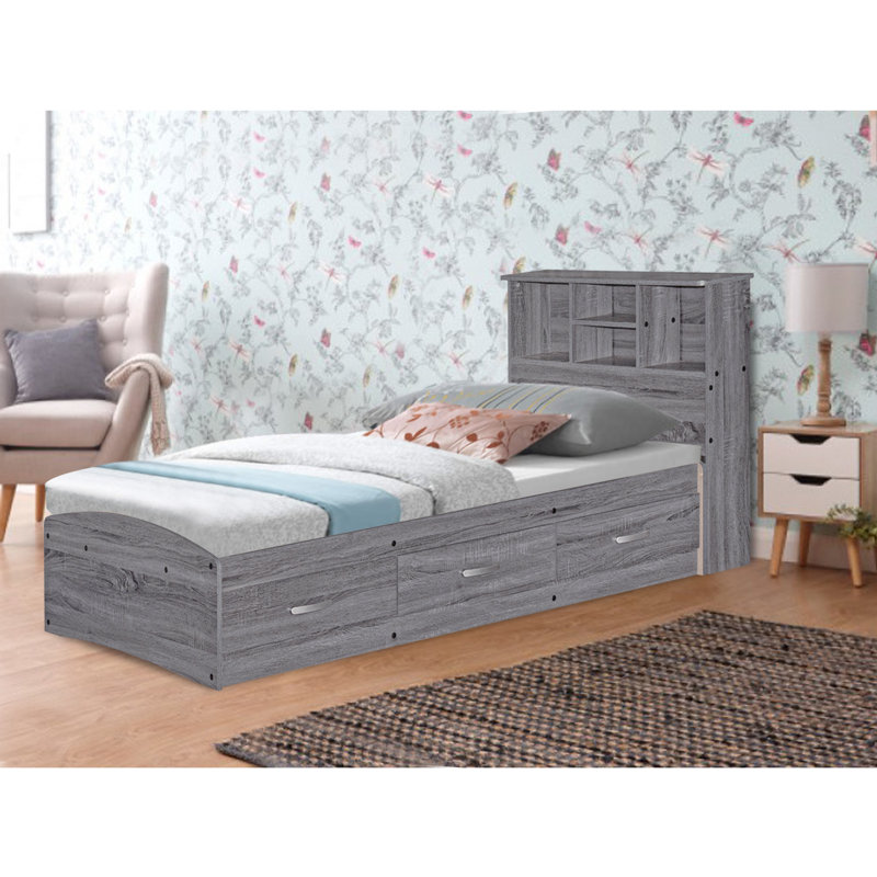 Signorelli Bookcase Storage Bed, Gray, Twin
