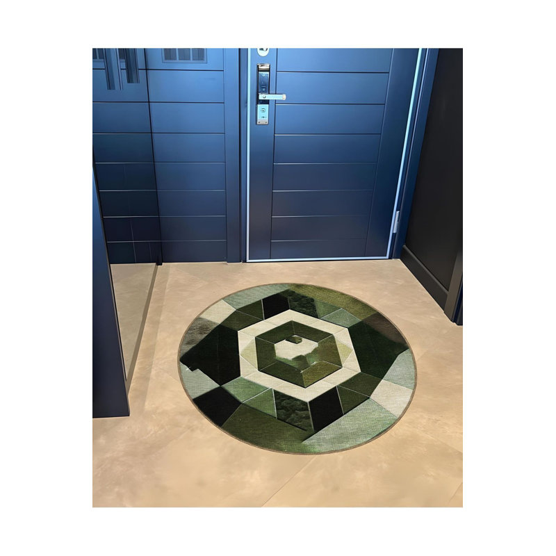 Tapis décoratif moderne à motif géométrique vert Pentagone