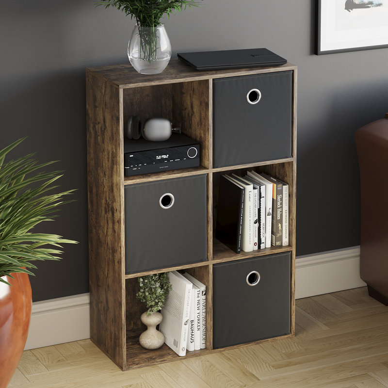 Clemow 96.5cm H x 64.5cm W Bookcase, Dark Wood/Grey