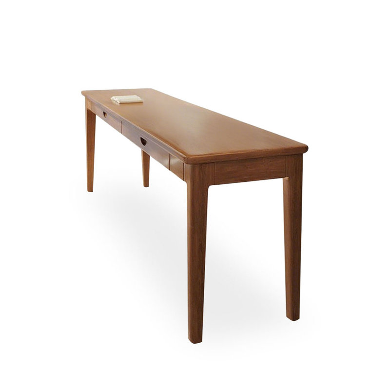 Bureau rectangulaire brun en bois massif, 29.5" H x 70.8" W x 17.7" D