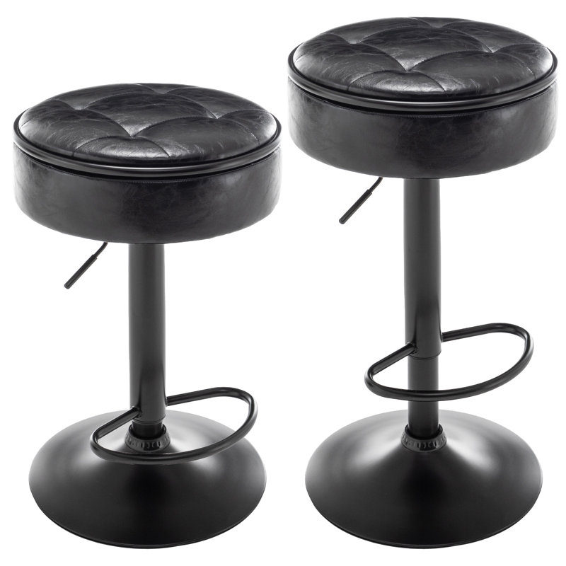 Round Storage Bar Stool Set For Various Settings, Black