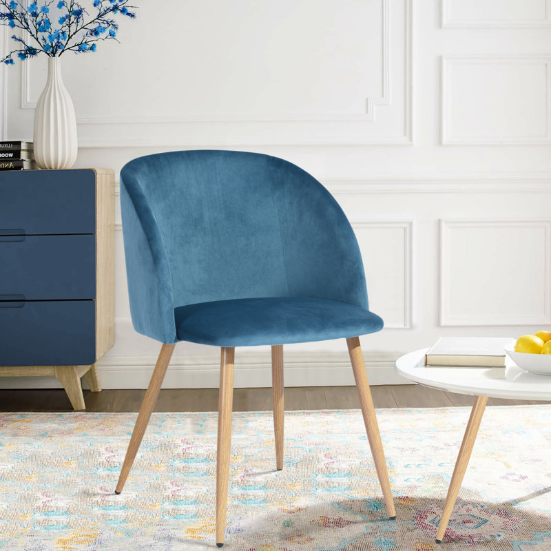 Atlas 50cm H Polyester Blend Upholstered Side Chair, Blue