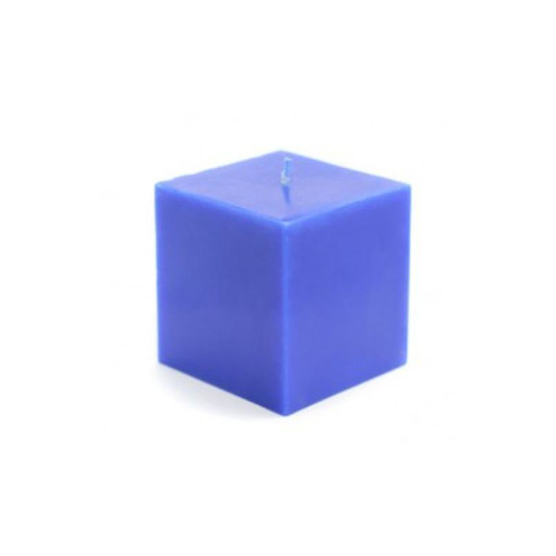 Square Pillar Candle, Blue, 3" H x 3" W x 3" D, Set of 12
