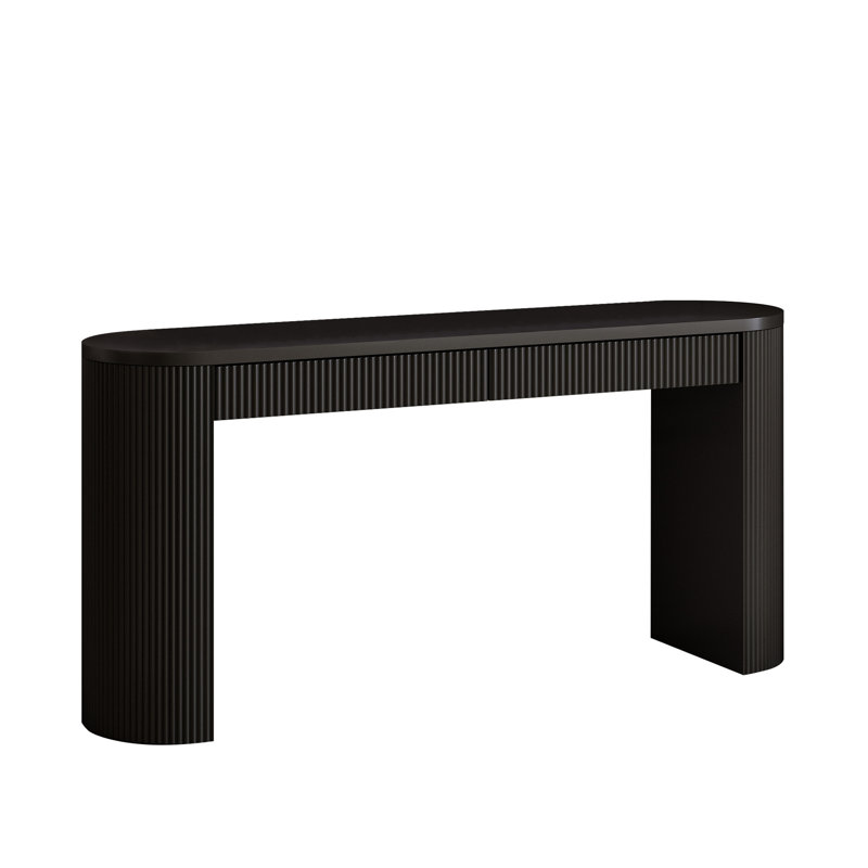 Console d'entrée de style campagne moderne à deux tiroirs cachés 58,2 po Floret, Noir