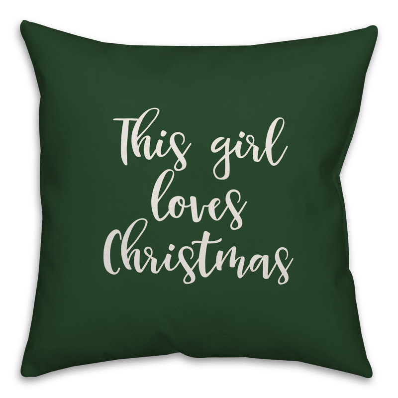  Coussin This Girl Loves Christmas, Vert foncé, Coussin décoratif