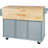 Kitchen Cart With 5 Wheels & Drop Counter, Grey Blue Storage Cabinet Island Adjustable Internal Storage, Wheels, For Practicality-1522565320