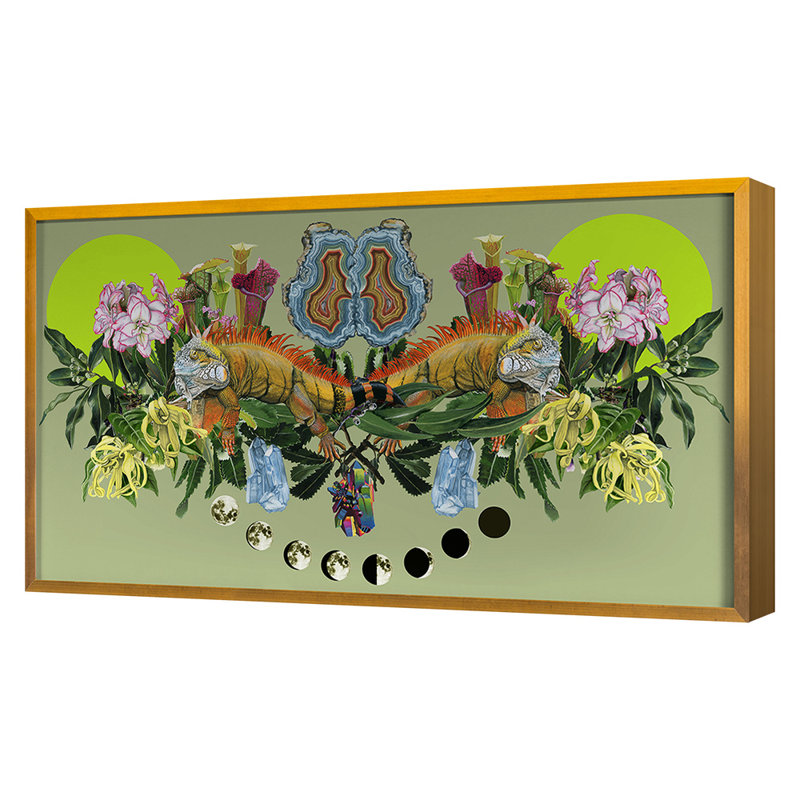 Iguanas Print by Thicket Design, Gold Framed, 18" H x 32.5" W x 1.25" D