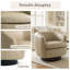 Fauteuil demi-tonneau pivotant rembourré en similicuir crème avec accoudoirs encastrés avec base en bois massif-2055310991