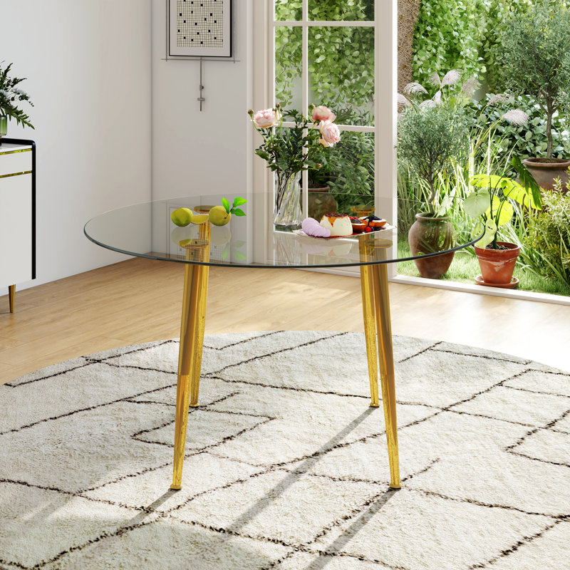 Table ronde en verre trempé transparent 47 po