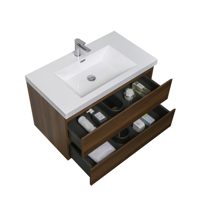 Bacup 35.5" Wall-Mounted Single Bathroom Vanity Set