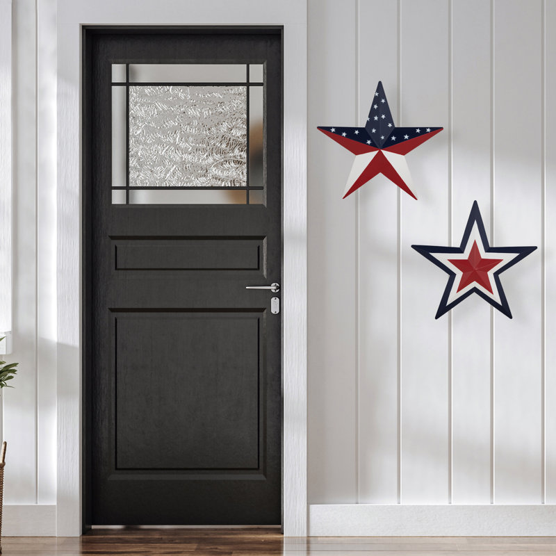Patriotic Red, White, and Blue Metal Star Wall Decor