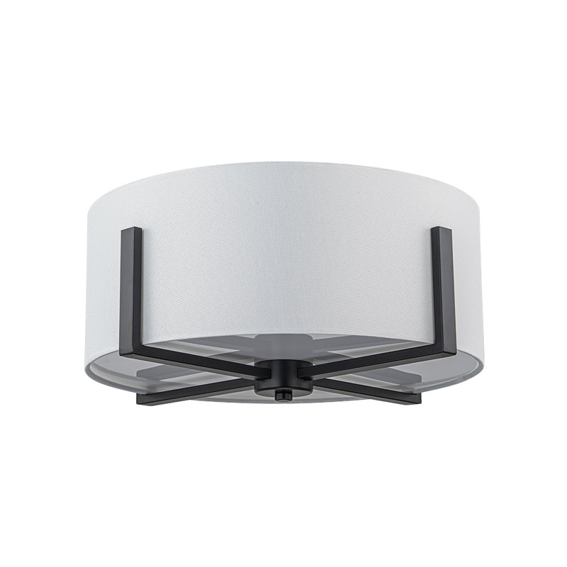 Doddie 2-Light Fabric Drum Semi-Flush Mount , Black