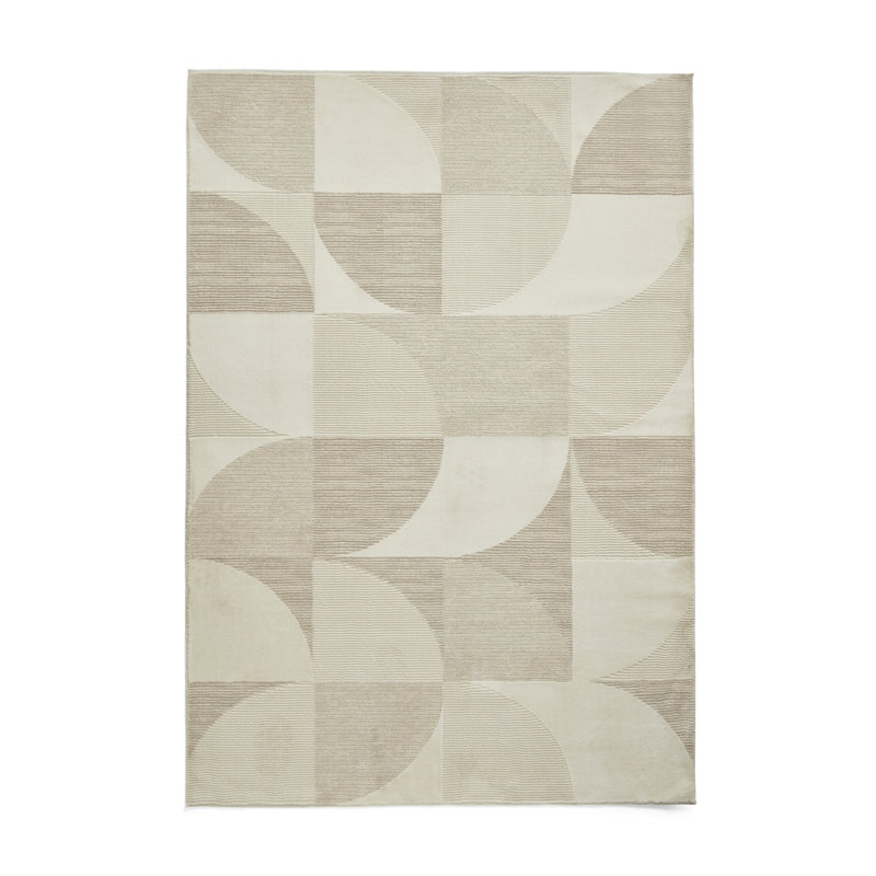 Taylani Rectangle Geometric Washable Area Rug, Cream/Beige, Rectangle 160 x 230 cm