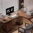 Light-walnut L-Shaped Solid Wood desk-109546079-109546082