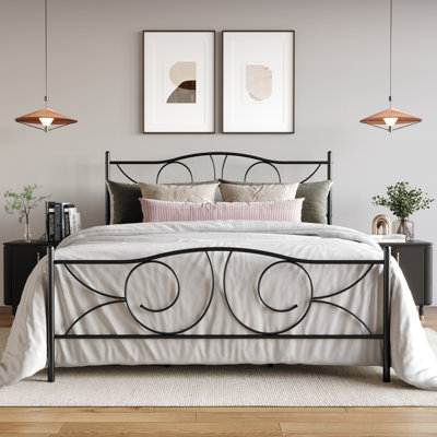 QUEEN SIZE METAL PLATFORM BED IN BLACK