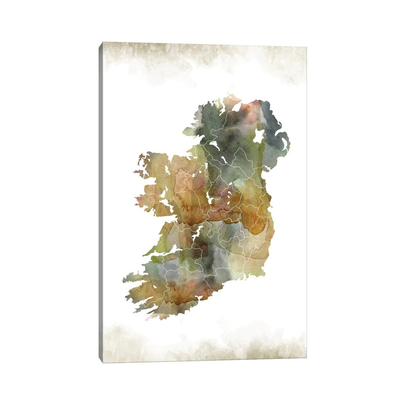 Ireland Greenish Map - Print on Canvas, Wrapped Canvas, 152.4cm H x 101.6cm W x 3.81cm D