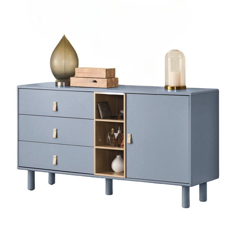 Armoire de rangement multifonctionnelle avec portes et tiroirs, Bleu