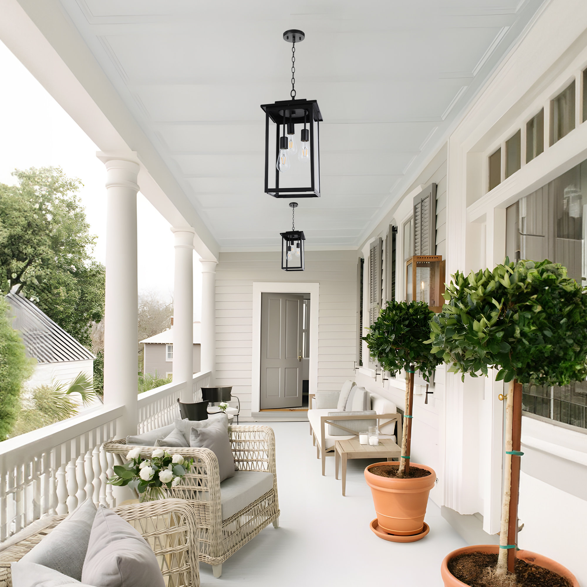 Birten 3 - Light 20.9“ H Outdoor Hanging Lantern, Matte Black