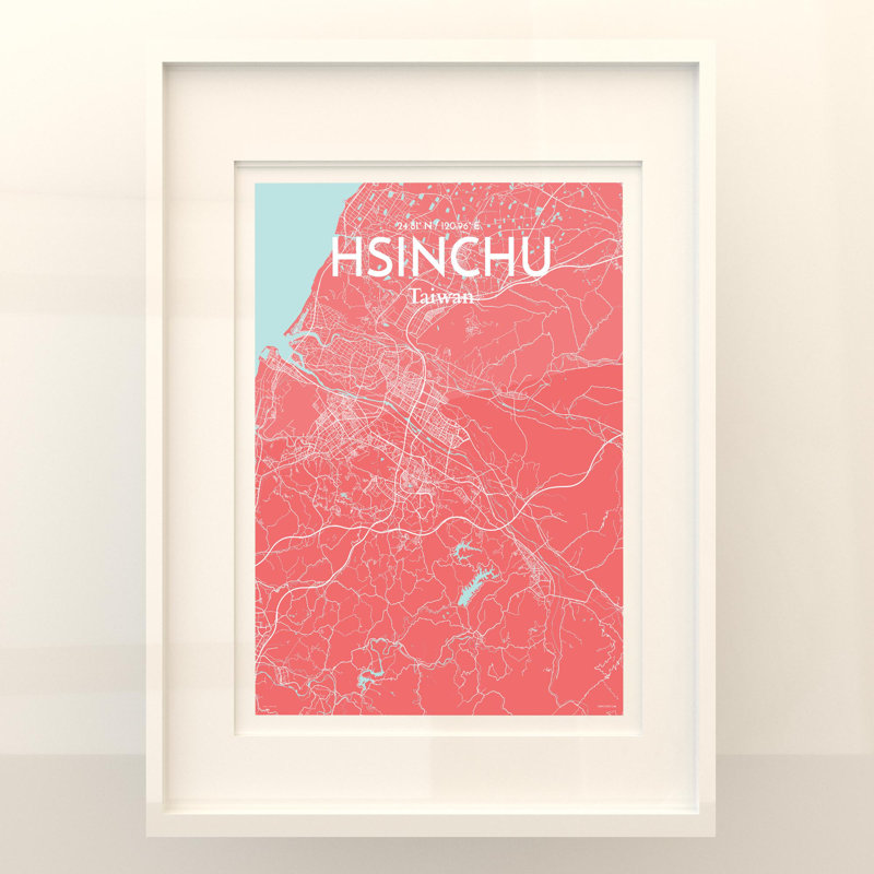Hsinchu City Map In Maritime - No Frame Print, 24cm H x 18cm W x 0.05cm D