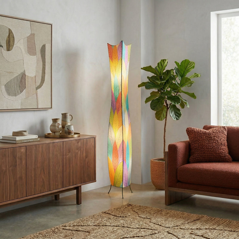 Arbutus 72'' Novelty Floor Lamp, Green/Natural/Sea Blue