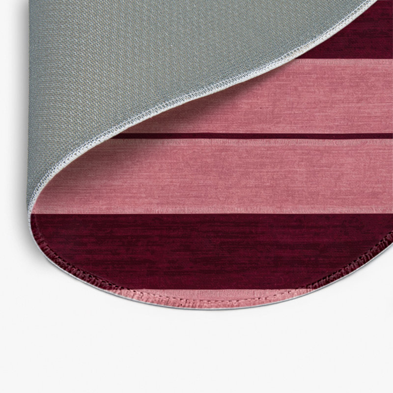 Tapis intérieur / extérieur rouge HorizontalStripes, Rond 5 pi