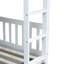 Lit superposé double en bois d'hévéa double avec lit gigogne, échelle et garde-corps, convertible en 2 lits doubles, avec lit gigogne simple, blanc-632567380