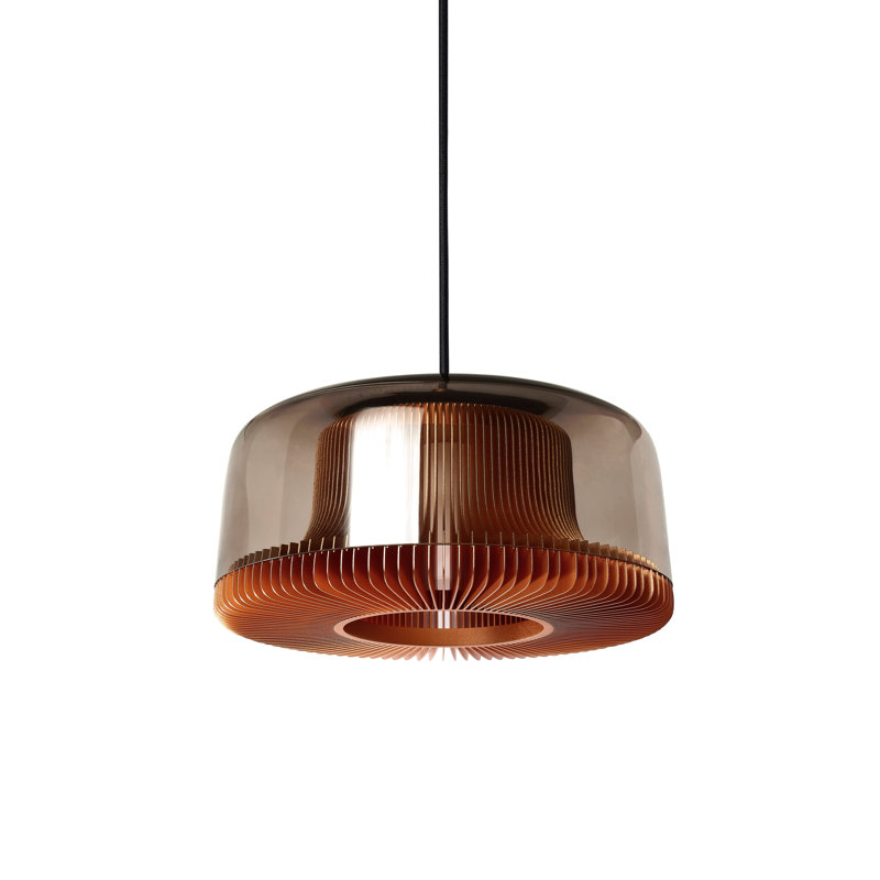 Dub 1 - Light Powder Coated/Anodised Single Pendant, Green Glass/Gray, 6" H x 10.9" W x 10.9" D