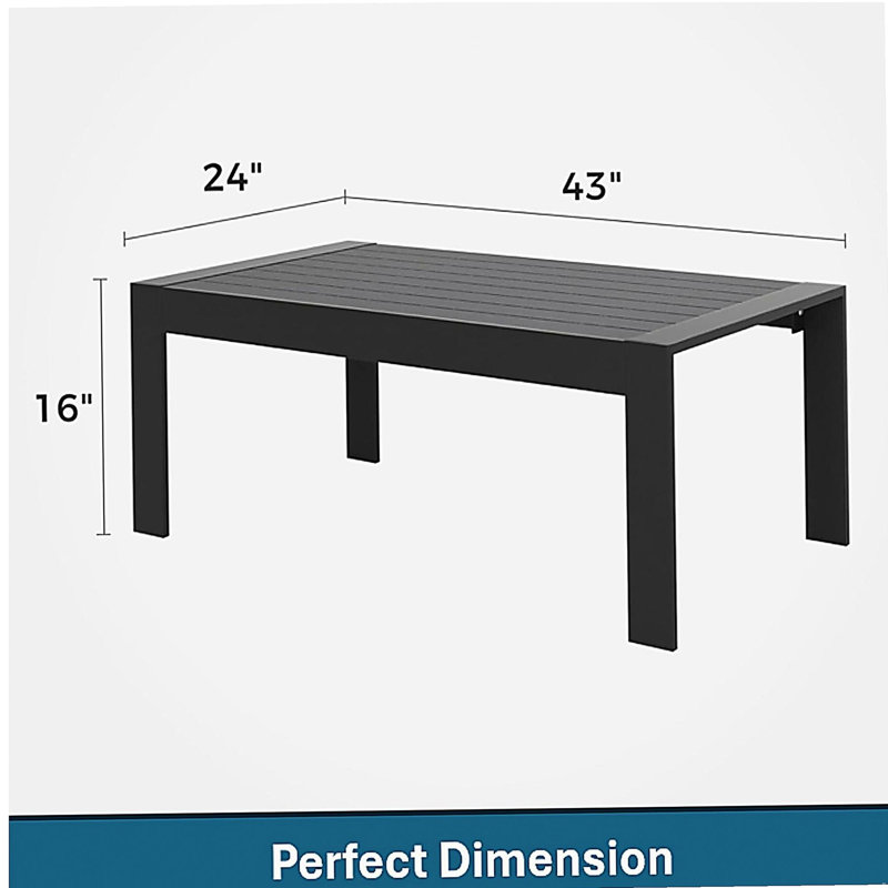 Ensemble de conversation moderne en aluminium 4 pièces pour patio, canapé 4 places avec coussins gris clair épais et structure noire et table basse