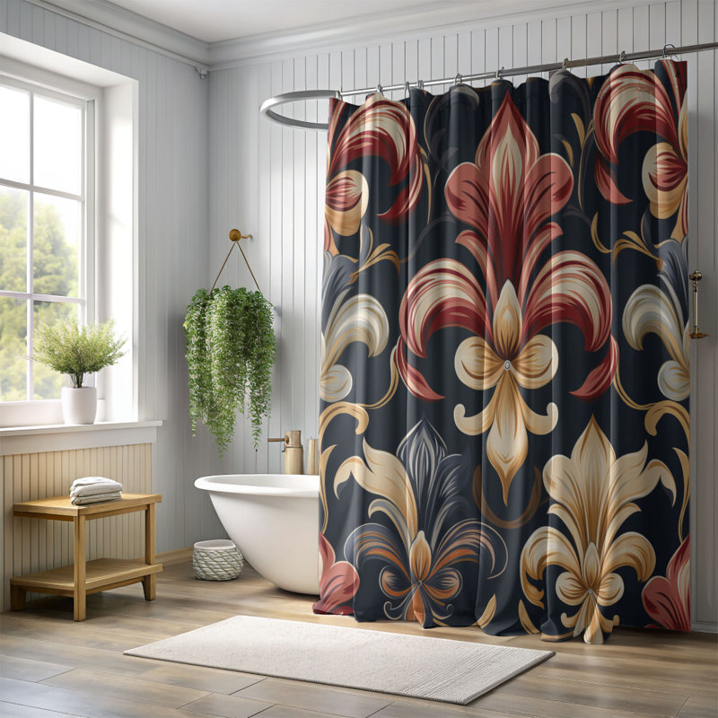 Rideau de douche SophistiCatsed Damask - Premium, H 74 po x l 71 po