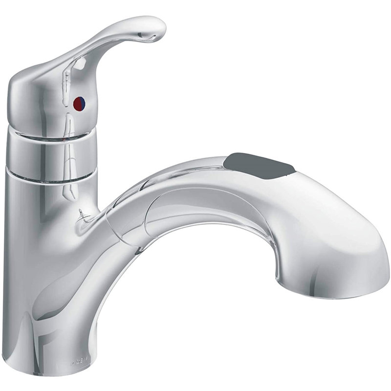 MOEN Renzo Spot Resist Stainless 9 in. H Pull Out Sprayer Kitchen Faucet with 360° Spout Swivel and PowerClean, Chrome