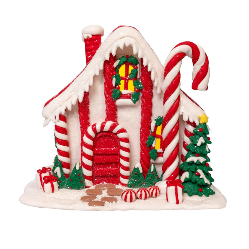 Maison lumineuse à DEL Kurt Adler Candy Cane Lane, 19 cm