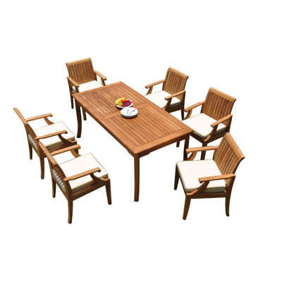 Ensemble repas 7 pièces teck Brycen